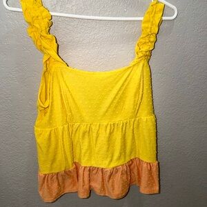 Yellow and Orange Ruffled Women's Top